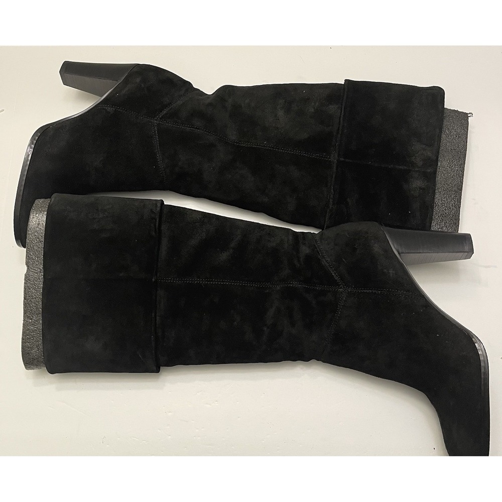Tahari Harrison Black Suede‎ Knee High Boots Heel Round Toe Womens 7.5 NEW - Picture 5 of 8